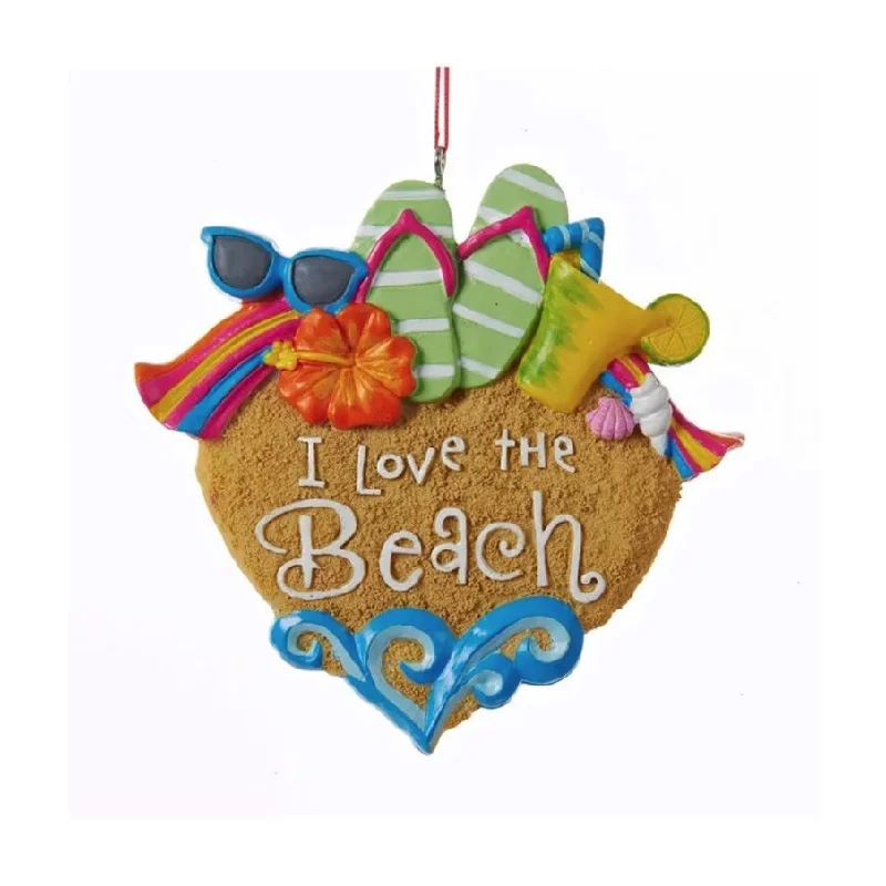 Christmas Holiday Treats 4" "I Love The Beach" Ornament Set of 2