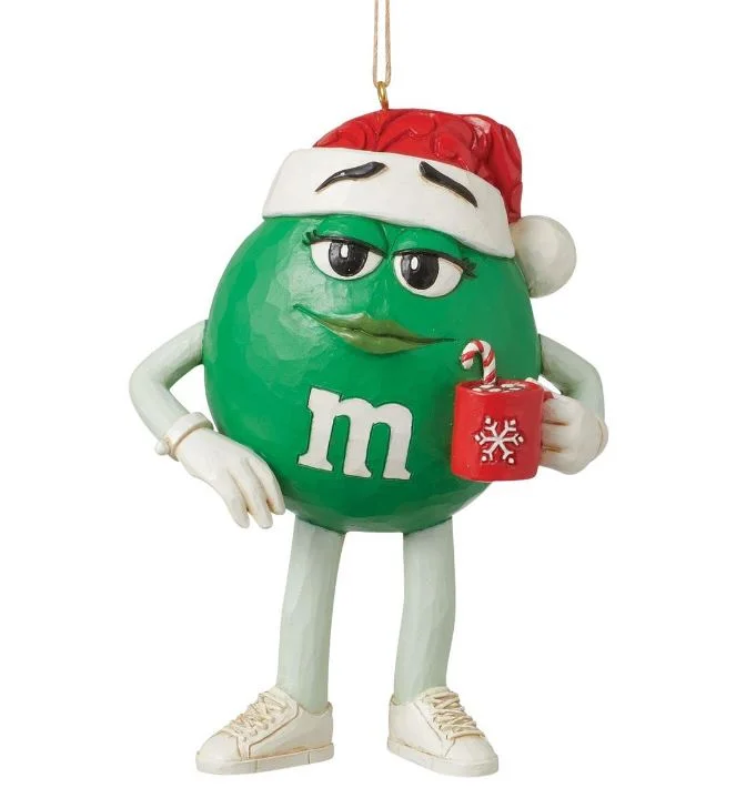 Christmas Family Gathering 4" M&M's Green Character With Hat Ornament