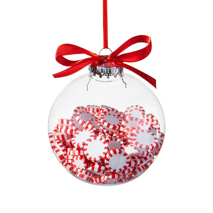 Christmas Carol Singing Peppermint Filled Glass Ball Ornament