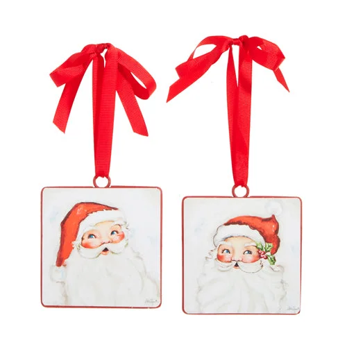 Christmas Warm Drinks 4" Santa Ornament Assorted Set of 6