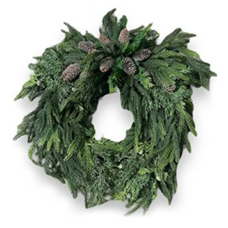 Iced Pinecone Willow Silk Wreath - 24'' Wide