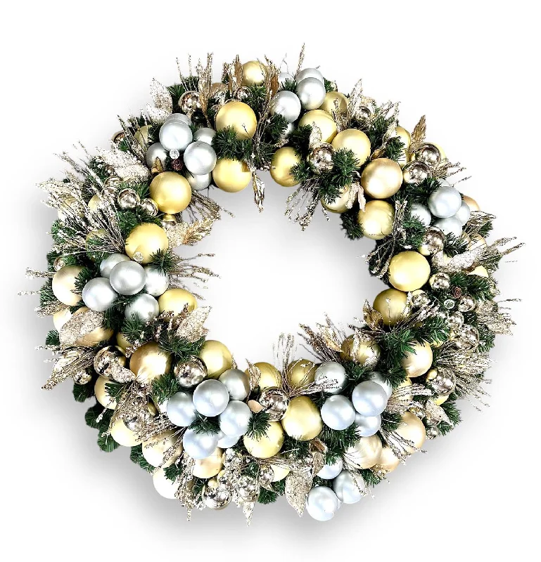 Champagne & Silver Glitter Silk Wreath - 36''