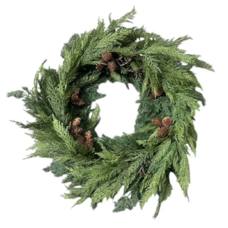 Cedar Twig Pinecone Silk Wreath - 28'' Wide