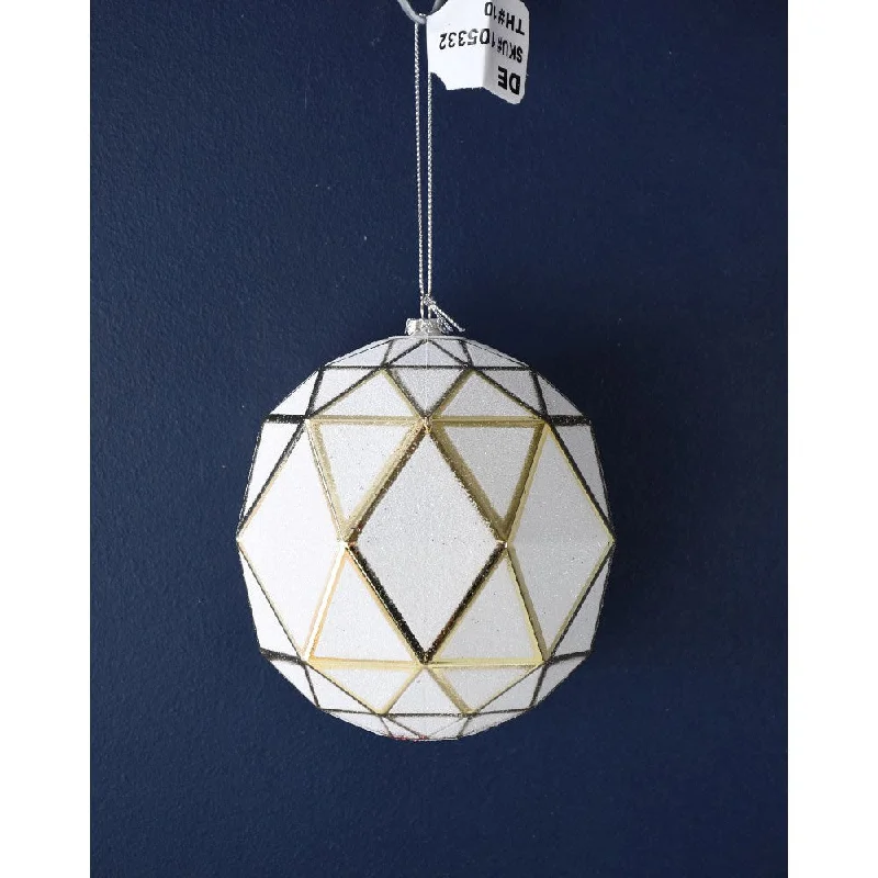 Christmas Winter Forest 5" Borealis Glitter Ball Ornament - White/Gold