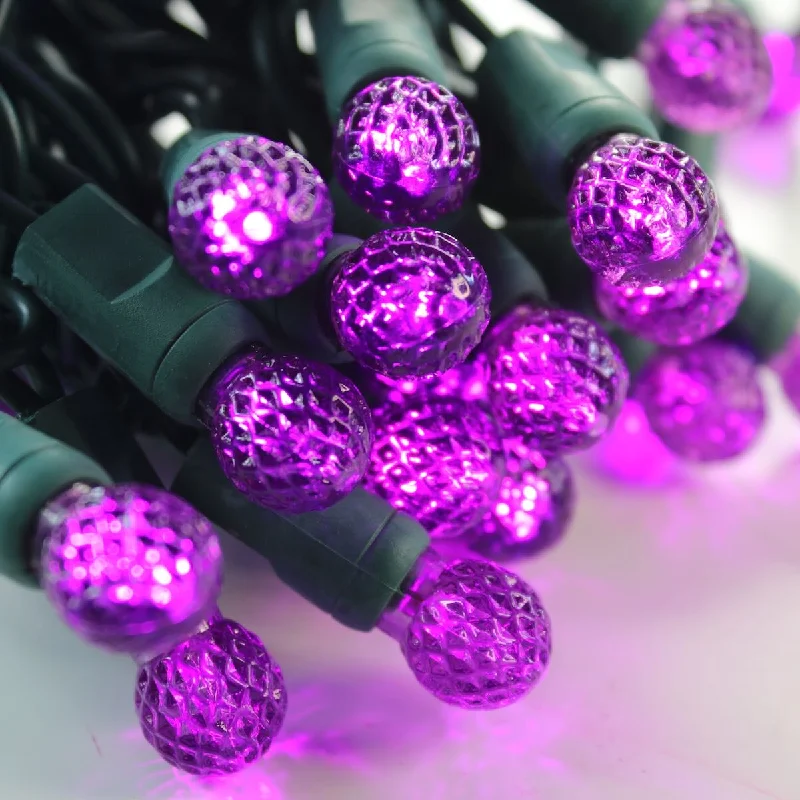 Christmas Chilly Snowfall 50-light  G12 Purple LED Christmas Lights, 4" Spacing Green Wire