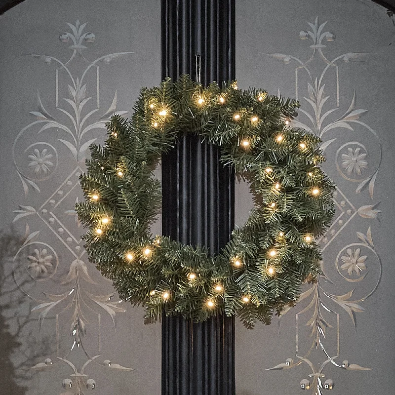 Christmas Ornament Collection 50cm Pre Lit LED Outdoor Fir Wreath