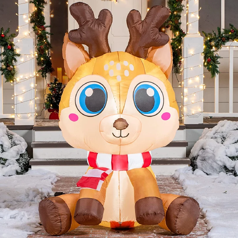 Christmas Cozy Blankets 5ft Tall Cartoony Reideer Christmas Inflatable