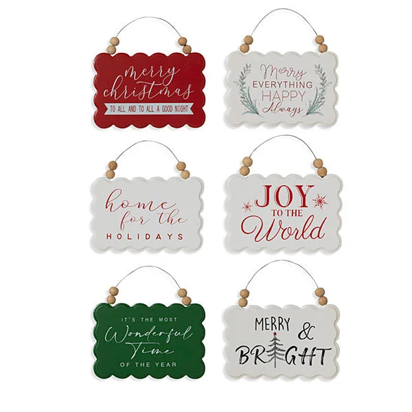 Christmas Cozy Decor 6.5" Assorted Holiday Signs Set Of 6
