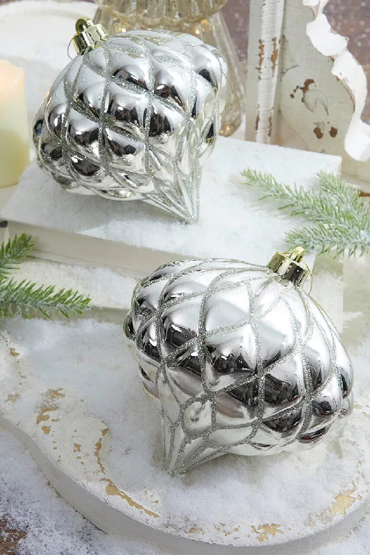 Christmas Gift Boxes 6" Champagne Shiny Onion Finial Ornament Set of 4
