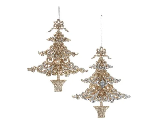 Christmas Candle Warmth 6" Gold & Silver Tree Ornament Set Of 6