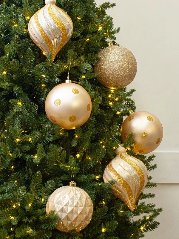Christmas Carol Singing 6" Pearl Shatterproof Glitter Ball Set Of 24