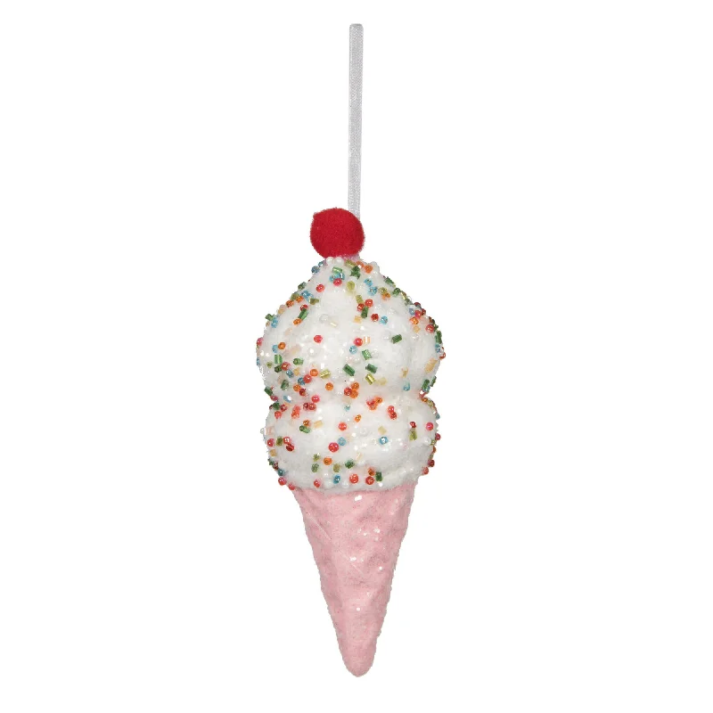Christmas Star Tree Topper 6" Ice Cream Cone With Sprinkles Ornament Set Of 12