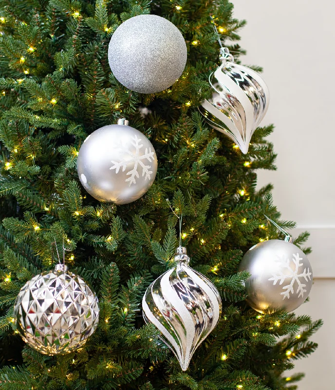 Christmas Homemade Cookies 6" Silver Shatterproof Glitter Ball Set Of 24