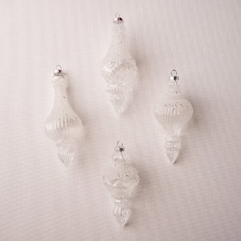 Christmas Holiday Baking Ideas 6" Winter Frost Assorted Finial Set Of 12