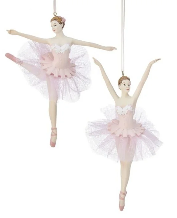 Christmas Cozy Weather 7.5" Ballerina Ornament Set Of 2