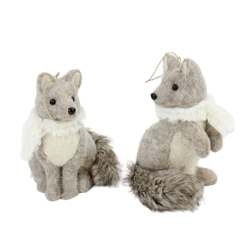 Christmas Cozy Weather 7.75 in Fox Ornament - Natural