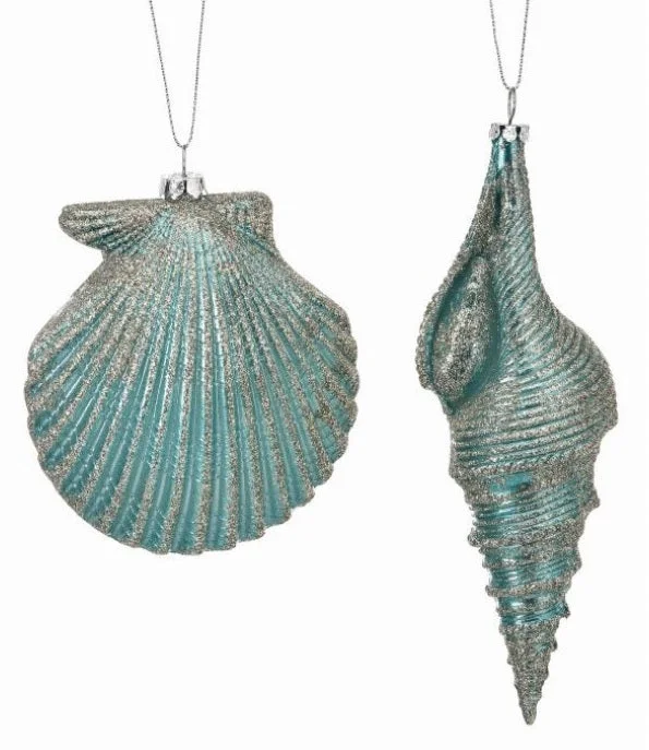 Christmas Candle Warmth 5"-7" Aqua Seashell Assorted Set of 6