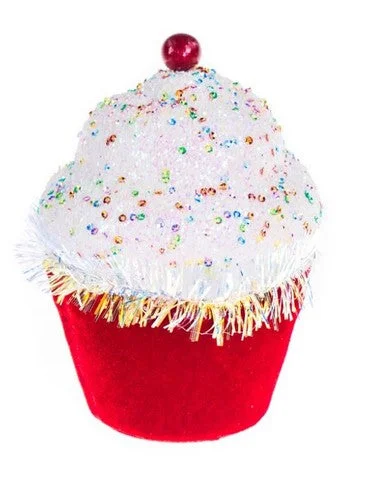 Christmas Toy Workshop 7" Red Cupcake With Sprinkles Set Of 4