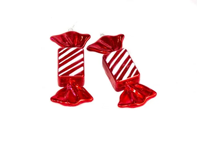 Christmas Handmade Crafts 8" Red & White Candy Ornament Set Of 6