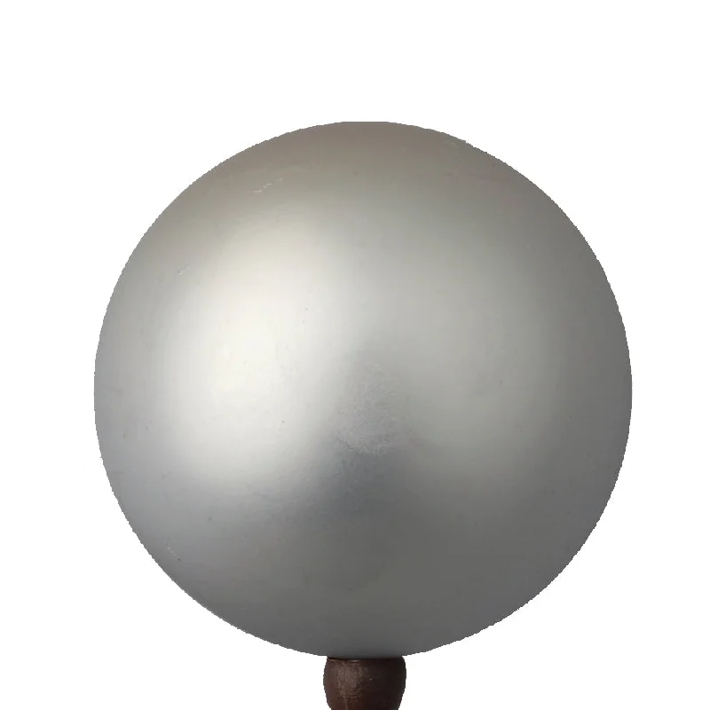 Christmas Holiday Decor 80Mm Plastic Ball On 18" Pick - Matte Silver