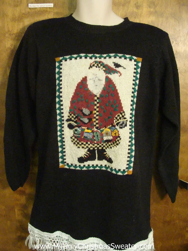 Christmas Snow Covered Roof 80s Santa Ugly Christmas Jumper