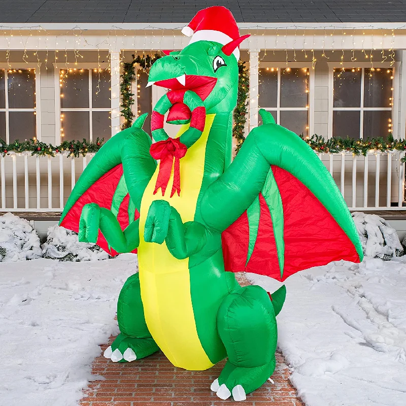 Christmas Snow Covered Streets 8ft Tall Lifelike Christmas Green Dragon Christmas Inflatable Christmas Snow Covered Streets 8ft Tall Lifelike Christmas Green Dragon Christmas Inflatable