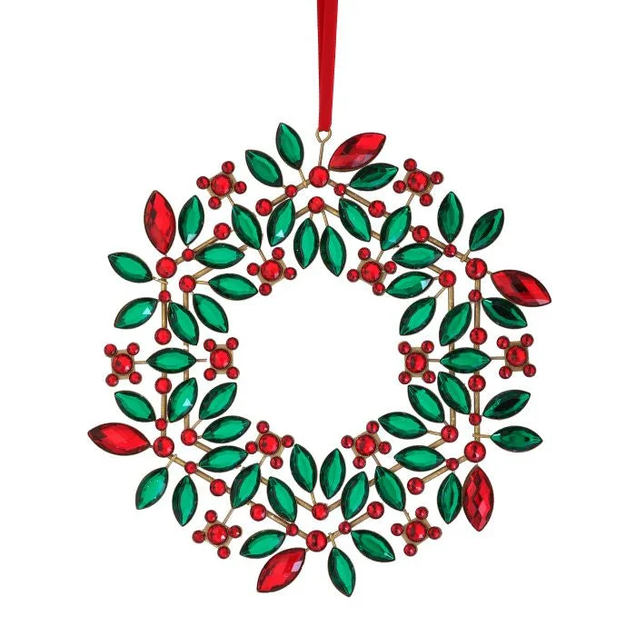 Christmas Gifting Joy 9.5" Green & Red Holly Wreath Set Of 6
