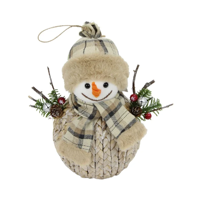 Christmas Santa Workshop 9.75 in Snowman Ornament - Natural