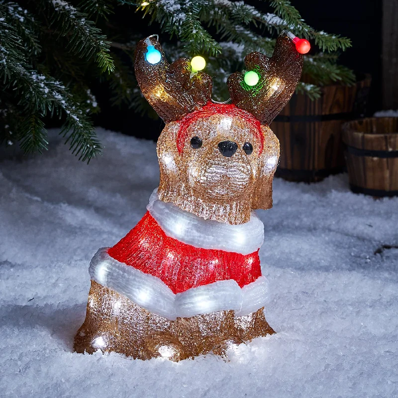 Christmas White Snow Acrylic Dog Outdoor Christmas Figure