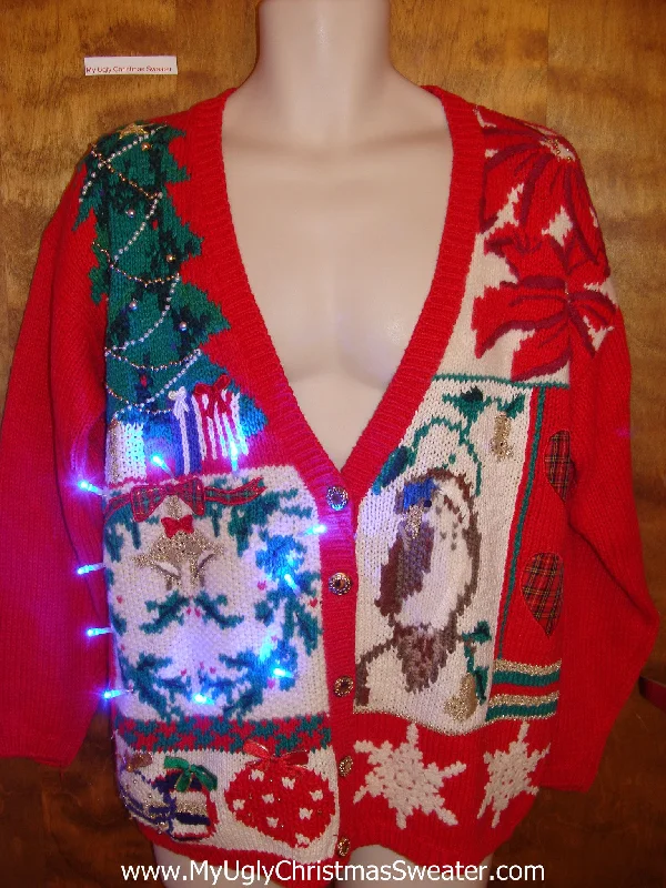 Amazing Horrible Red Light Up Ugly Christmas Jumper
