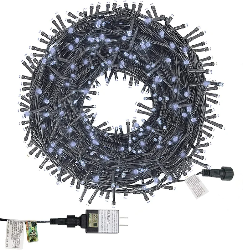 Christmas Evergreen Trees 200 LED White Fairy String Lights - 66ft - 8 Modes - Plug-in - Outdoor/Indoor - 1 Pack