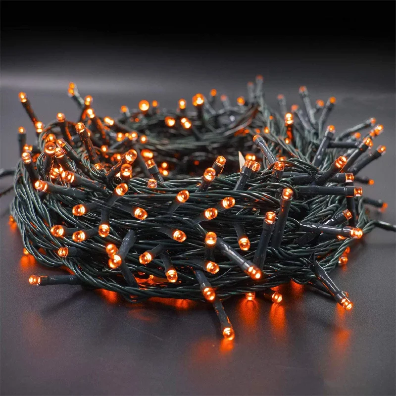 Christmas Hot Cocoa 200 LED Orange Halloween String Lights - 66ft - 8 Modes - Outdoor/Indoor - 1 Pack