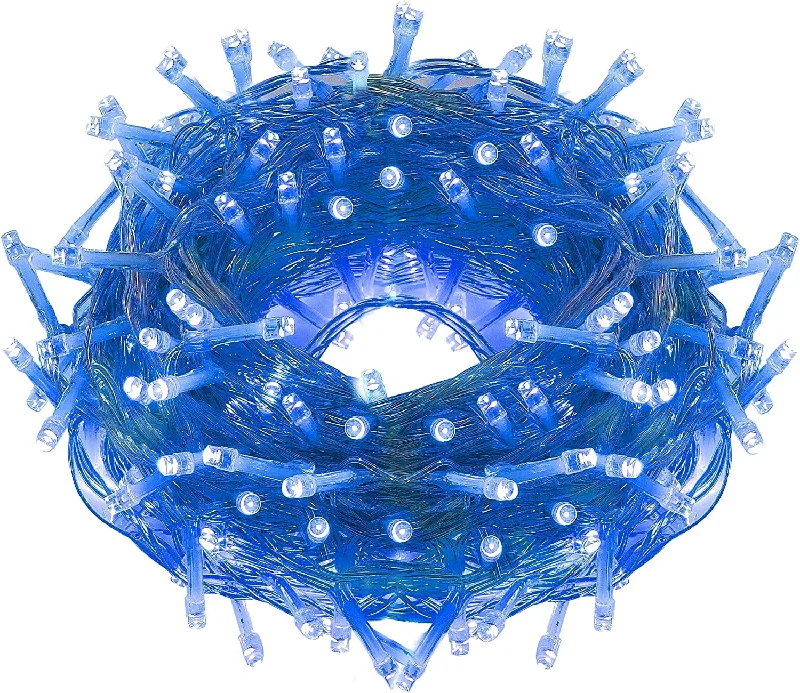 Christmas Cozy Blankets 66ft 200 LED Indoor Fairy String Lights - Plug-in - 8 Modes - Waterproof - Blue