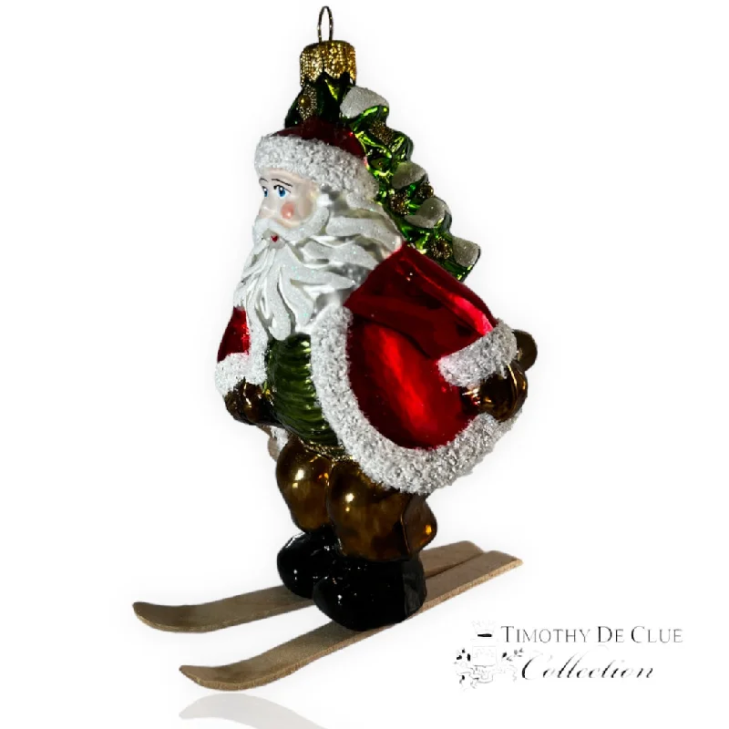 Christmas Gifting Joy Back Country Skier Santa - Hand Blown Glass Christmas Ornament | Made in Poland Christmas Gifting Joy Back Country Skier Santa - Hand Blown Glass Christmas Ornament | Made in Poland