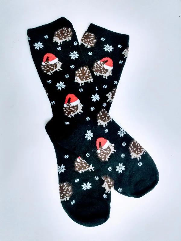 Christmas Holiday Goodies Hedgehog Christmas Crew Socks