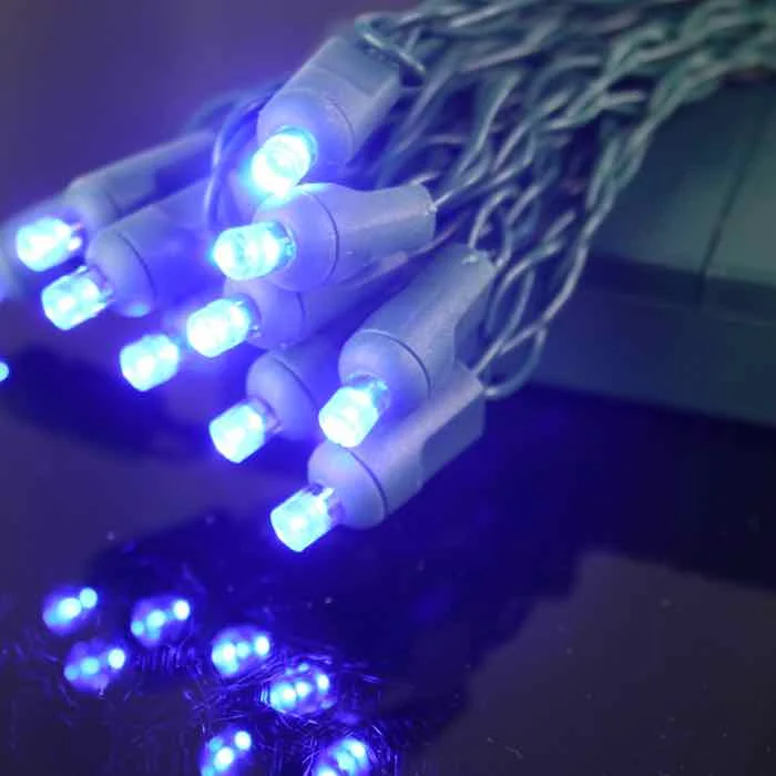 Christmas Classic Festivities Battery Powered LED Christmas Lights Conical Blue Green Wire