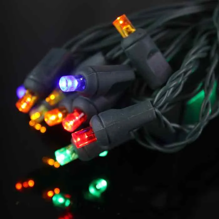 Christmas Garland Designs 20-light 5mm Multicolor LED Battery Lights, Green Wire