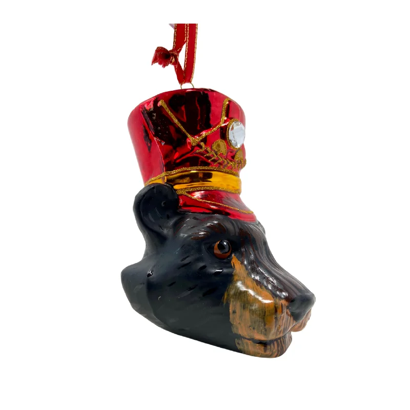 Christmas Festive Wrapping Bear Head Blown Glass Christmas Ornament