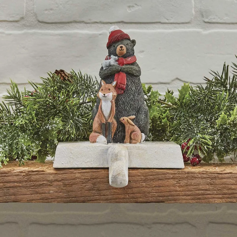 Christmas Holiday Traditions Bear Stocking Hanger - Set of 2 Park Designs