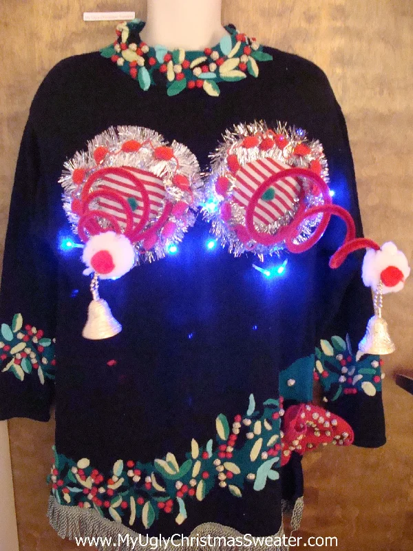 Best 80s Light Up Ugly Christmas Jumper Naughty Sweater