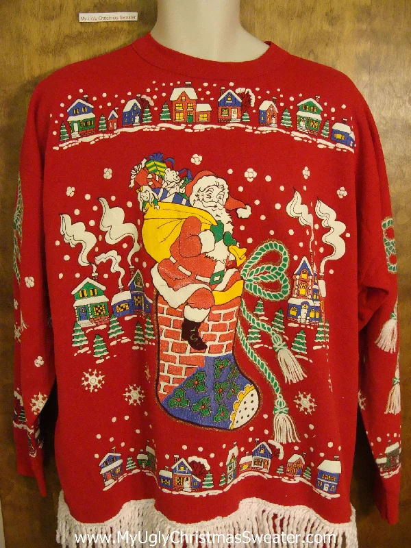 Christmas Traditional Feast BEST 80s Santa in the Chimney Funny Novelty Christmas Sweatshirt