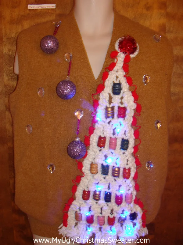 Best Funny Light Up Macrame Tree Ugly Christmas Sweater