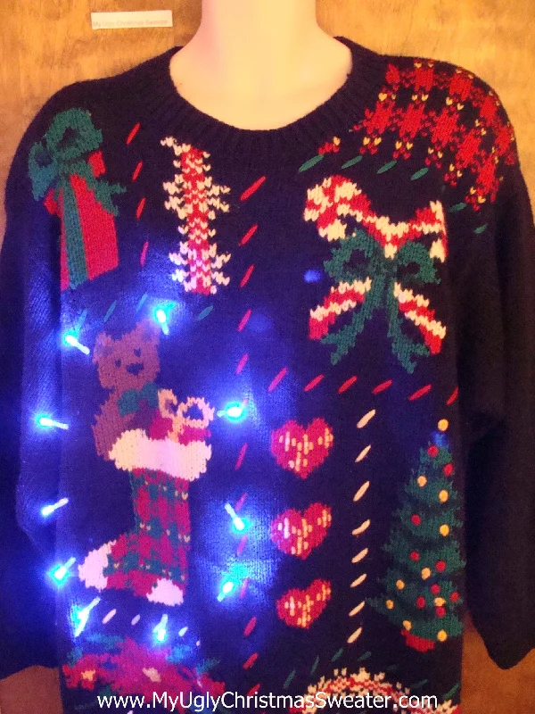 Big Size 80s Tacky Light Up Ugly Christmas Jumper
