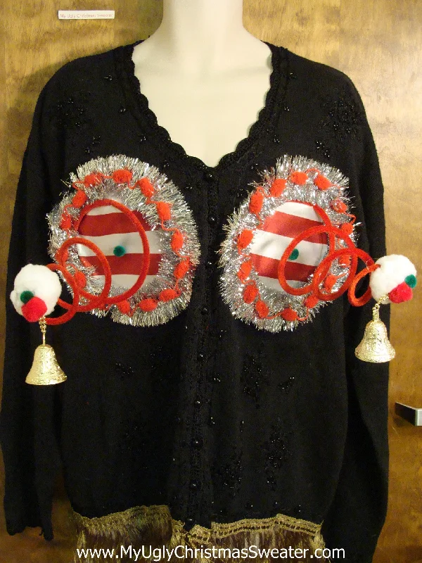 Big Size Black Naughty Sweater Cardigan with Fringe
