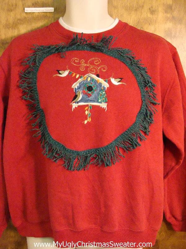 Christmas Ornament Collection Bird and Birdhouse Red Funny Christmas Sweatshirt