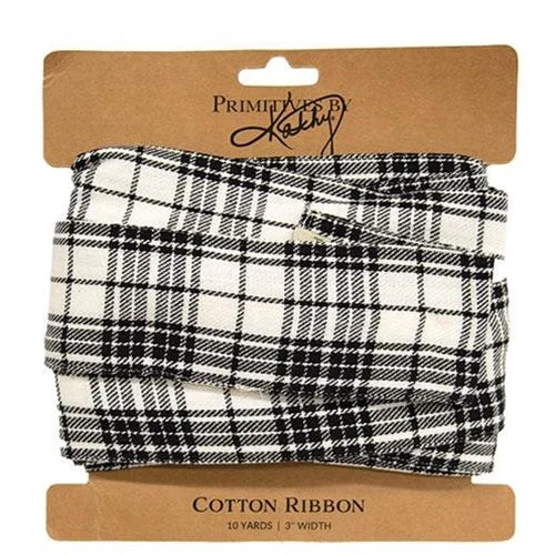 Black & White Plaid Ribbon, 3" x 10 Yards