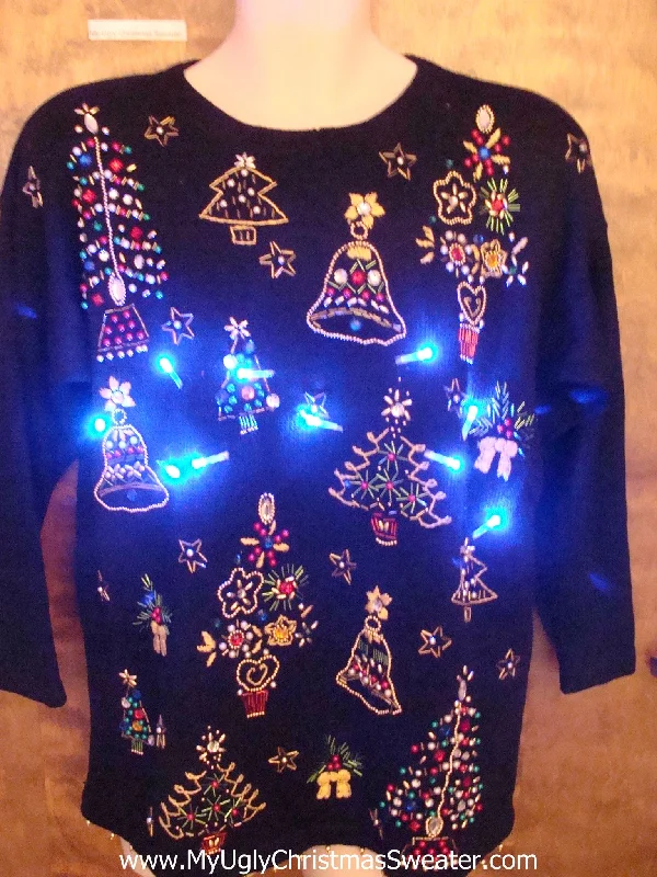 Bling Trees 80s Cute Christmas Sweater with Lights