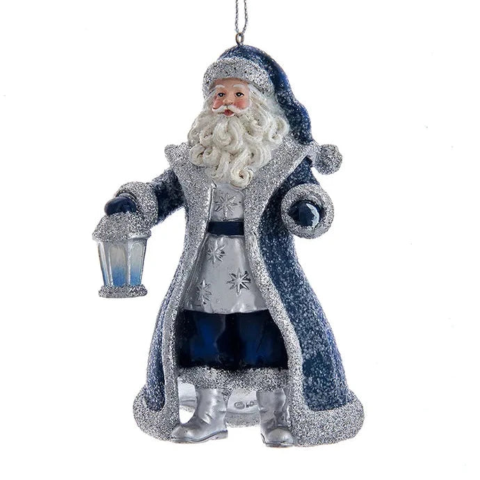 Christmas Garland Designs Blue and Silver Resin Santa Ornament
