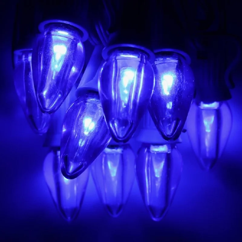 Christmas Storytelling Night C7 Blue Smooth LED Bulbs E12 Bases (SMD) (25 Pack)