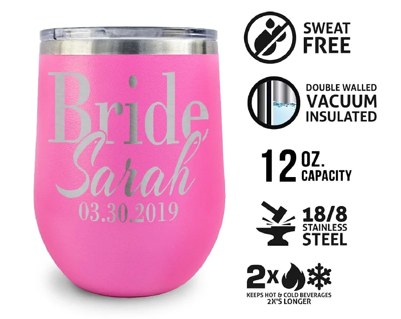 Christmas Green Wreath Bridesmaid Maid of Honor Flower Girl Mother of Bride Custom Engraved Beach Tumbler Wedding 12oz Insulated Stainless Stemless Travel Mug